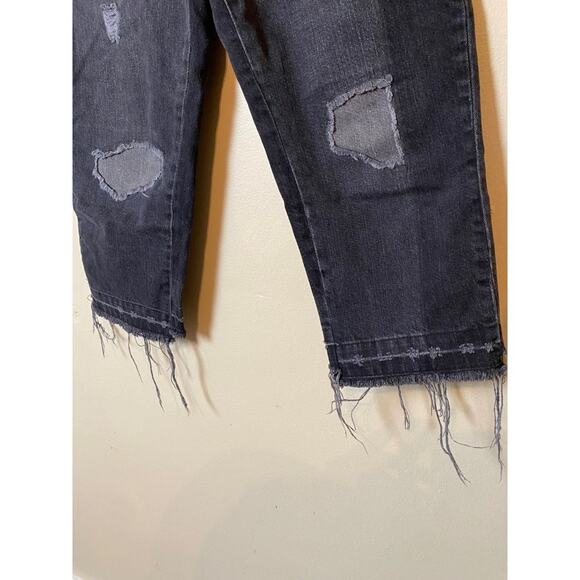 asos black distressed jeans size 6 straight leg high waisted pants - Picture 2 of 5